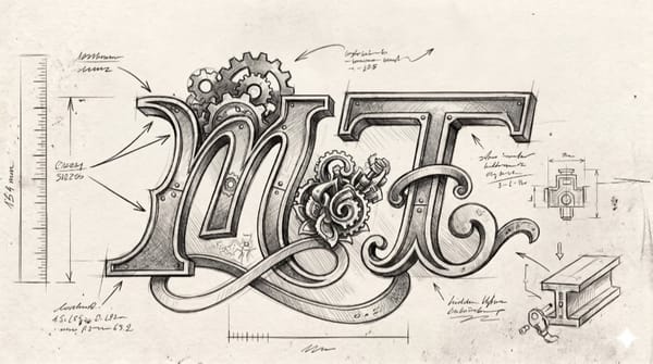 An AI generated image of the letters m & T with an industrial style